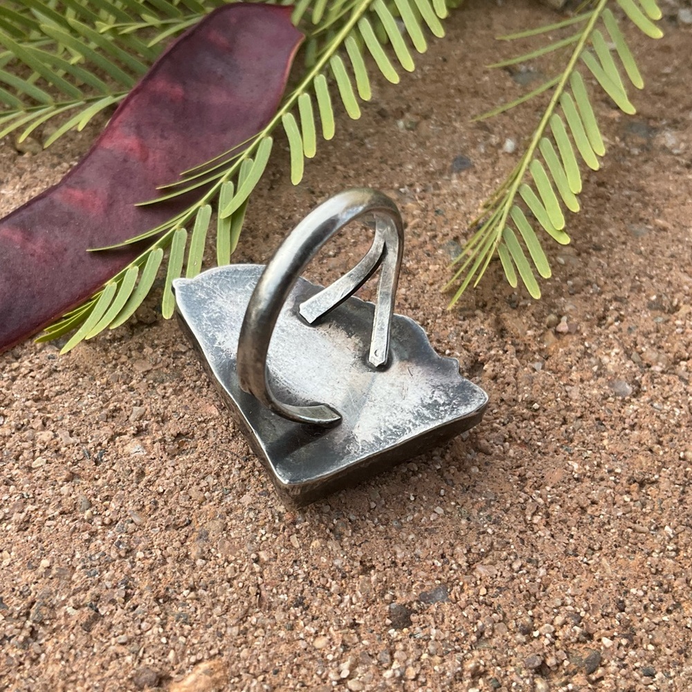 Native American Turquoise Triangle Ring - image 6